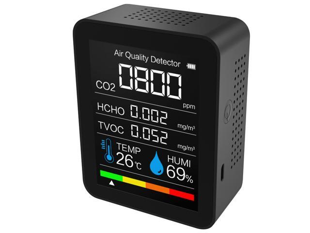 Carbon Dioxide Detector Temperature/Humidity Air Quality Monitor Digital CO2 Meter Formaldehyde Detector Air Analyzer for CO2/HCHO/TVOC Accurate