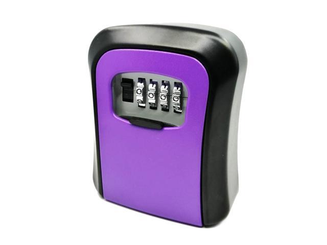 Key Lock Box Wall Mount Aluminum Alloy 4-Digit Combination Waterproof Lockbox Key Safe Box Portable Storage for House Key ID Card U Disk