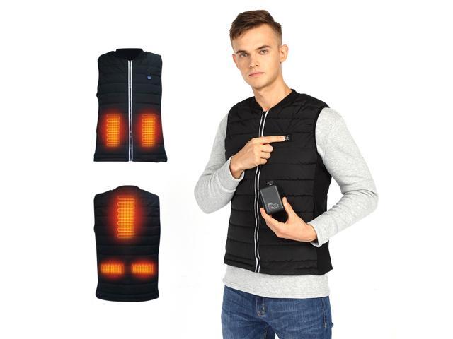 Men Heated Vest Winter Warm Heated Vest Heating Jacket Lightweight USB Electric Warm Clothes for Outdoor Running Cycling Biking Driving(Battery Not