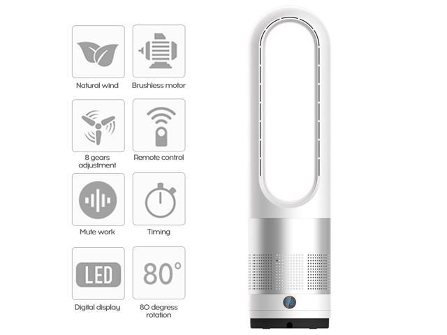 18 Inch Anion Bladeless Fan Remote Control Digital Display Timing Home Office Mute Desktop Cooling Fan