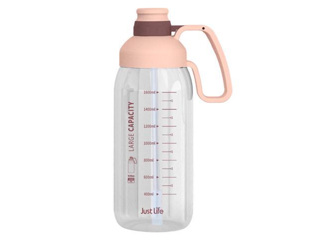 1800mL Water Bottle with Marker & Straw Large Capacity Water Bottle with Handle Lightweight Leak Proof for Hiking Travel Outdoor Sports Gym Fitness