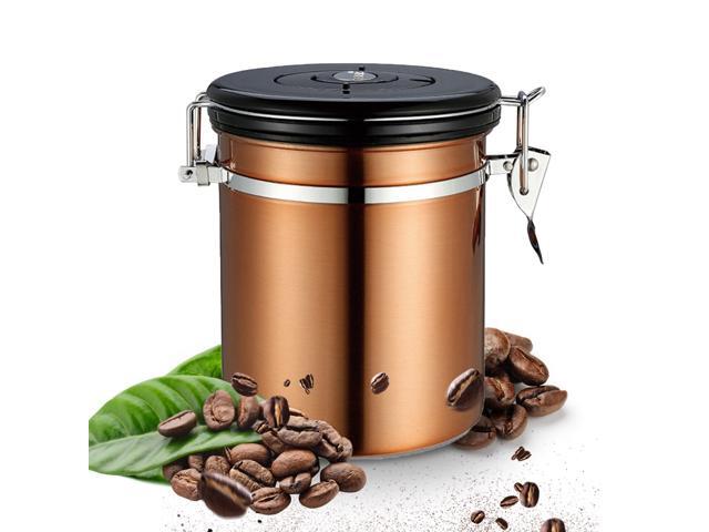 Stainless Steel Airtight Canister Coffee Bean Canister Food Storage Container 15L with Vent Valve for Coffee Tea Sugar Flour