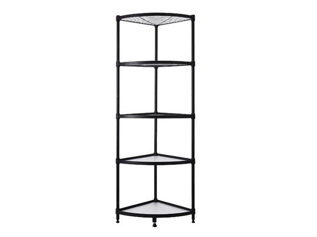 5-Tiers Corner Rack Organizer Shelf Storage Rack Detachable Free-standing Adjustable Tier Spacing Durable Carbon Steel Multipurpose for Office Home