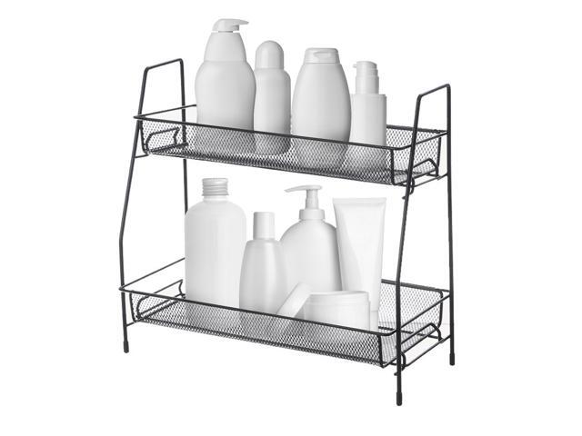 2-Tier Countertop Shelf Kitchen Spice Rack Organizer Detachable Iron Storage Shelf for Bathroom Small Storage Rack Makeup Fruits Snacks Basket
