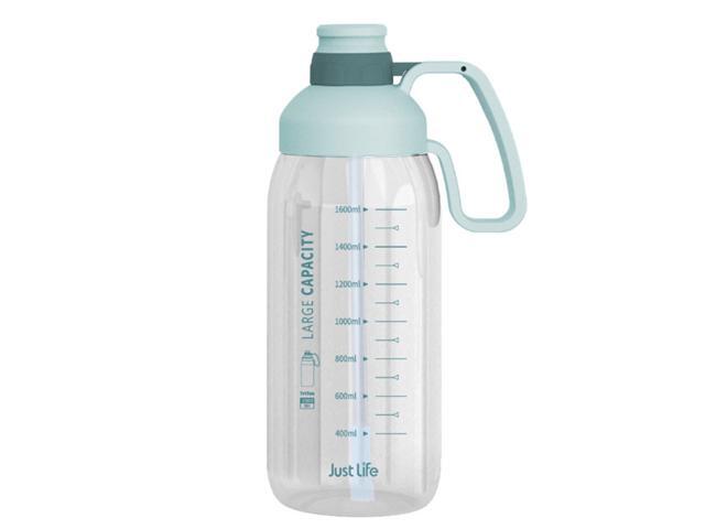 1800mL Water Bottle with Marker & Straw Large Capacity Water Bottle with Handle Lightweight Leak Proof for Hiking Travel Outdoor Sports Gym Fitness
