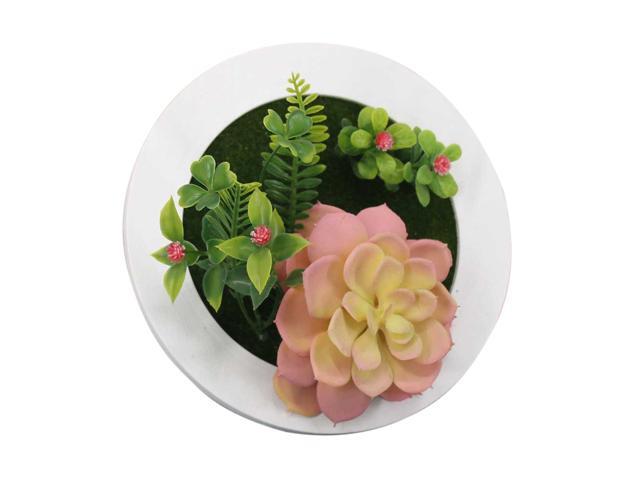 78Inch Artificial Flower Plant with Round Photo Display Frame Wall Hanging Planter Indoor Vertical Wall Fake Planter for Home Office Art Decoration
