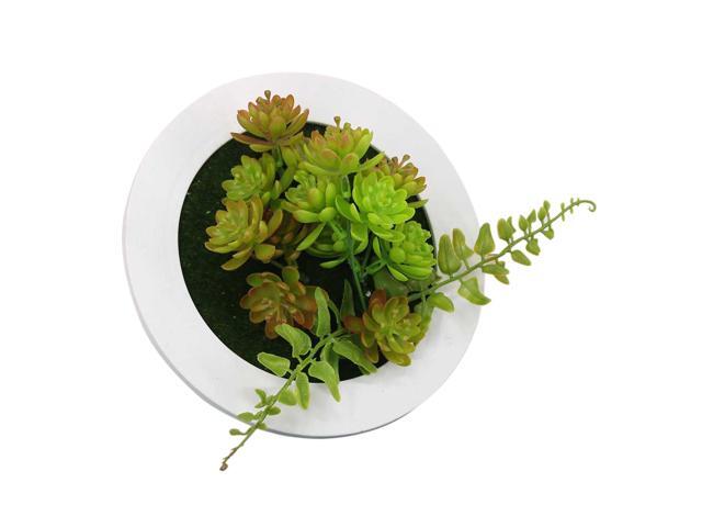 78Inch Artificial Flower Plant with Round Photo Display Frame Wall Hanging Planter Indoor Vertical Wall Fake Planter for Home Office Art Decoration