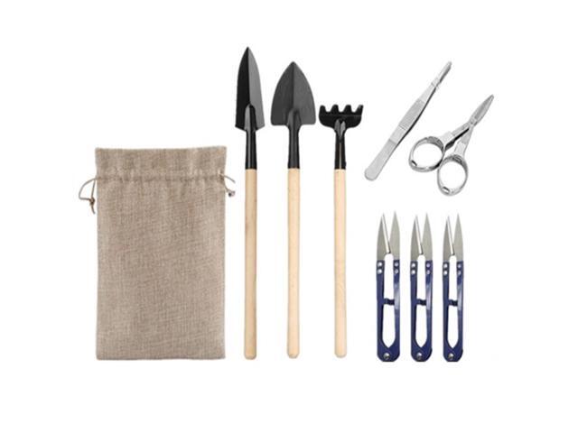 9PCS Mini Garden Planting Tool Set for Succulents Weeding Digging Planting Miniature Fairy Garden Cactus Bonsai Planting Gardening Hand Tools