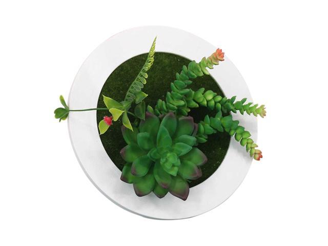 78Inch Artificial Flower Plant with Round Photo Display Frame Wall Hanging Planter Indoor Vertical Wall Fake Planter for Home Office Art Decoration
