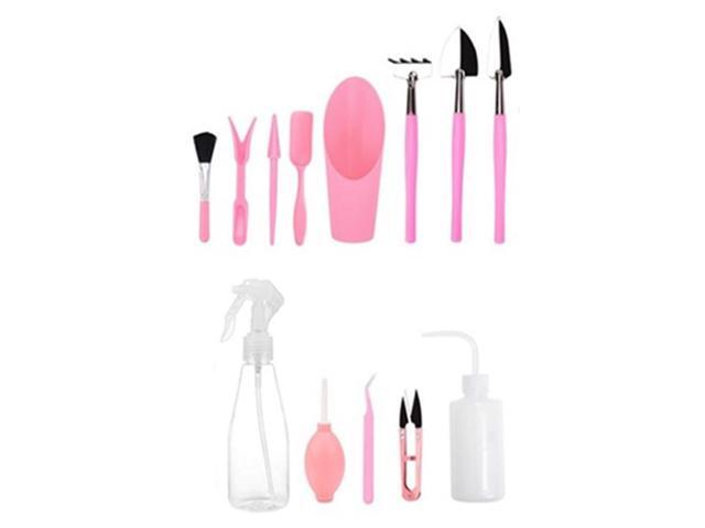 13PCS Mini Garden Hand Tools Bonsai Succulent Miniature Planting Tool Set Mini Garden Planting Care Tools Leaf Trimmer Rake Shovels Watering Bottle