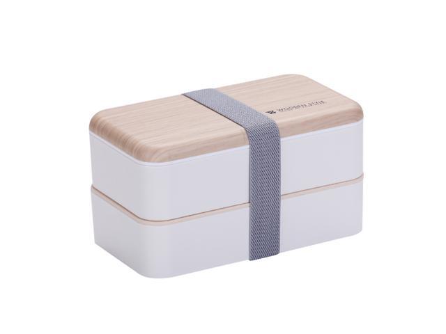 Portable Lunch Box Student Food Grade PP-Material 2 Layers Microwave Heating Food Containers with Elastic Band