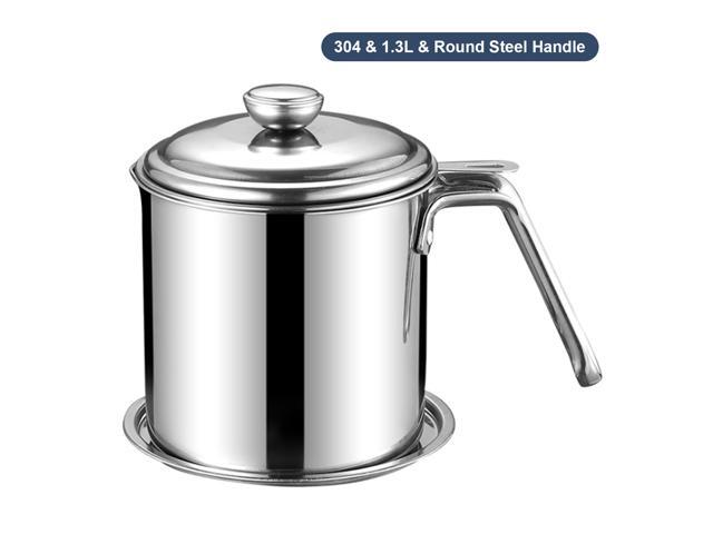 Kitchen Oil Pot Stainless Steel Oil Filter Household Cooking Oil Fat Separator with Lid