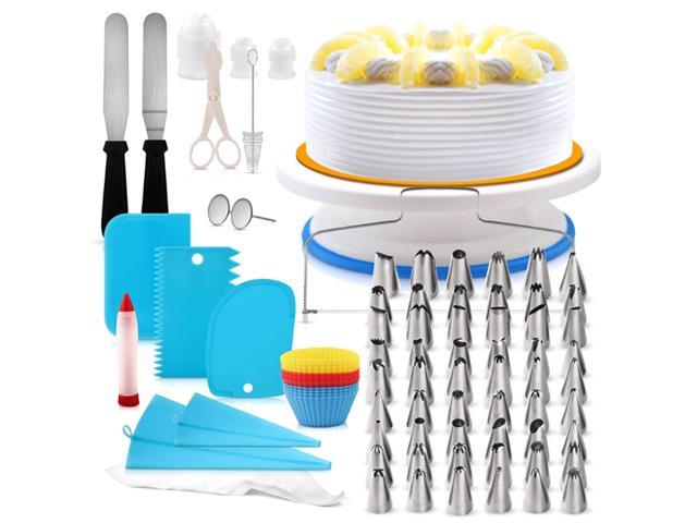 106Pcs Cake Decorating Supplies Kit Baking Fondant Tool Set Turntable Piping Bag Tip Pen Spatula DIY Cake Cupcake Decorating Icing Tool Set