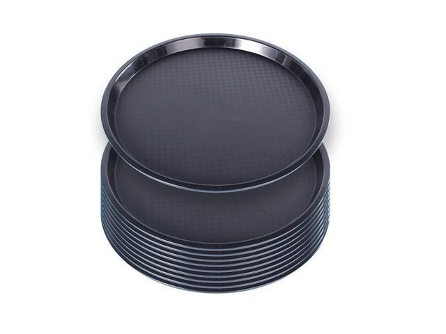 10pcs 14-inch Round Waitress/Waiter Tray Serving Tray Beverage Tray Food Tray Dinner Tray Cafeteria Tray Waitress-style One-handed Carry Fast Food