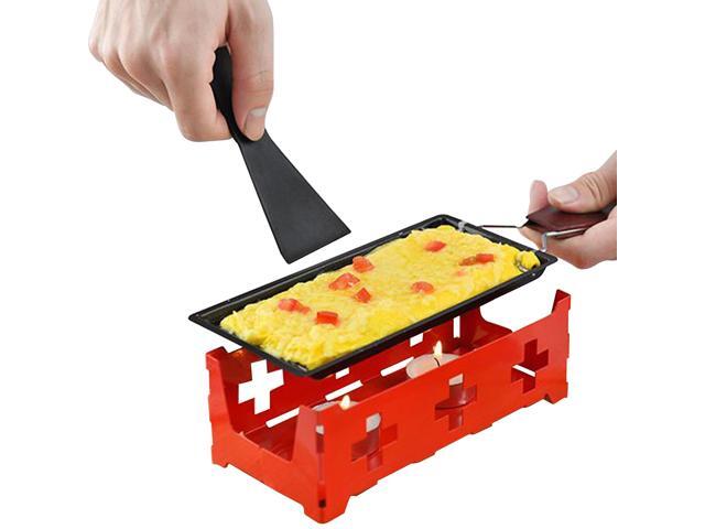 Non-Stick Raclette Grill Set Cheese Melter Pan with Spatula Foldable Wooden Handle Melted Cheese Raclette Carbon Steel Kitchen Gadgets