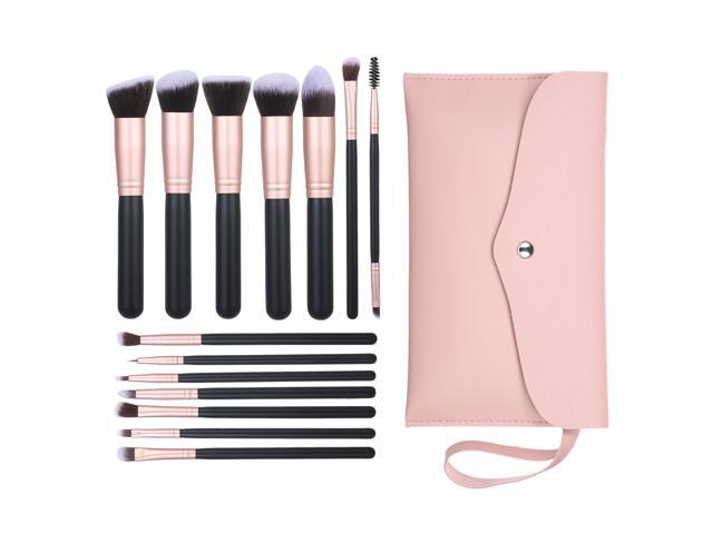14PCS Makeup Cosmetic Brushes Kit Set Foundation Concealers Eye Shadows Brow/ Eye Liner Brush/ Eye Contour Brushes with Storage Bag for Beginner