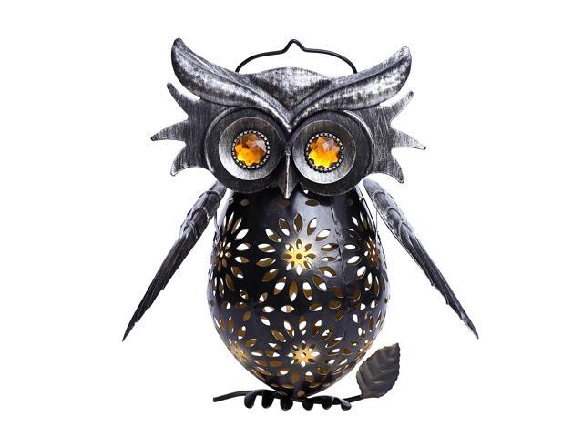Owl Style Iron Shell Light Solar-powered White Light LED Outdoor Lantern for Yard Garden Festival Party Decor