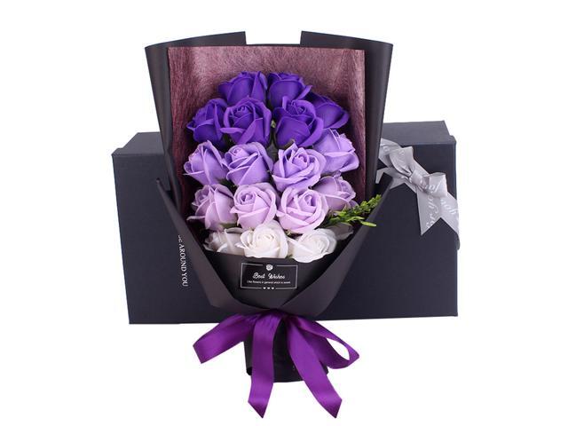 18PCS Soap Rose Flower with Gift Box Artificial Flowers Scented Forever Soap Rose Flower Bouquet Present for Women Mother's Day Valentine Romantic