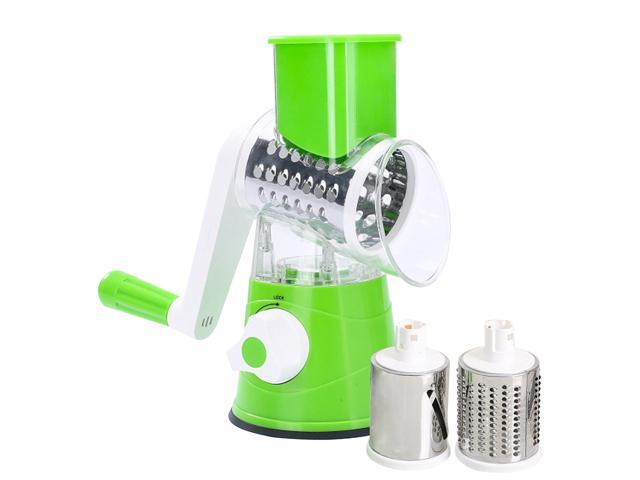 Manual Rotary Cheese Grater with Three Drum Blades Stainless Steel Handheld Rotary Slicer Shredding Grinder for Carrot Cucumber Chocolate Nuts