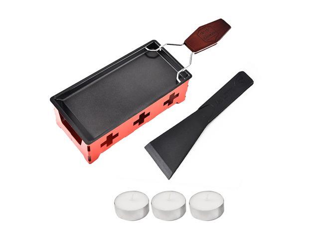 Cheese Raclette Set Cheese Melter Pan Non-Stick Raclette Grill Set Portable Candlelight Raclette with Spatula Home Metal Kitchen Grilling Tool with