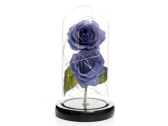 Artificial Rose in Glass Dome with Gift Box with LED Lights Forever Artificial Forever Rose Flower Gift Present for Women Mother's Day Valentine