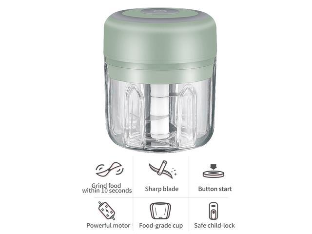 Household Electric Mini Garlic Chopper Food Chopper with Two Blade Vegetable Chopper Mini Chopper for Garlic/Onions/Vegetables/Salad/Pepper