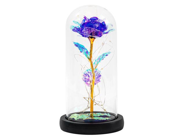 Three-leaf Gold Foil Rose Flower String Light In Glass Cover Home Decor Valentine's Day Gift