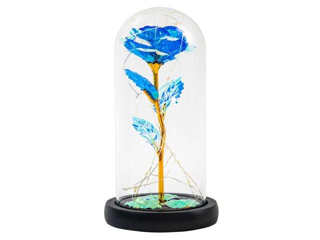 Three-leaf Gold Foil Rose Flower String Light In Glass Cover Home Decor Valentine's Day Gift