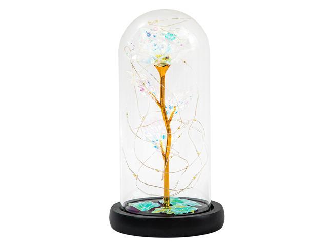 Three-leaf Gold Foil Rose Flower String Light In Glass Cover Home Decor Valentine's Day Gift
