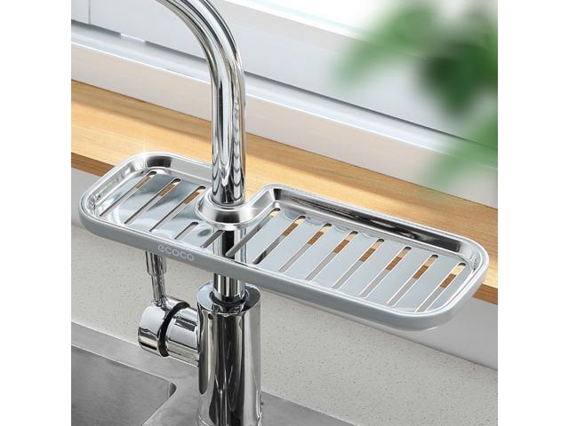 Kitchen Sponge Holder Brush Soap Organizer Faucet Storage Rack Sink Caddy Sponge Holder Shower Tray Stainless Steel Drainer Shelf