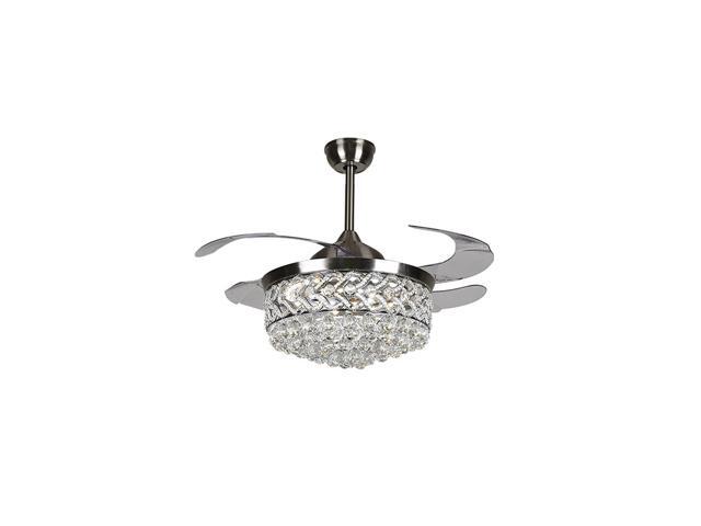 Fan Light Ceiling Fan with Lighting LED Light LED-36W 42 inches Retractable Adjustable Wind Speed Dimmable Crystal Invisible Modern LED Ceiling
