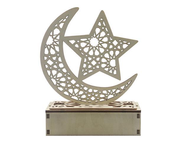 Wooden Crafts LEDs Wooden Hollow-out Moon Light Table Supplies Home Party Festival Decoration