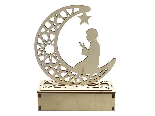 Wooden Crafts LEDs Wooden Hollow-out Moon Light Table Supplies Home Party Festival Decoration