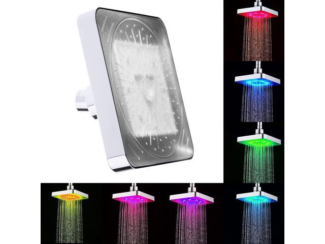 Automatic 8 L-EDs 7 Colors Changing Light Shower H-ead Bath Sprinkler for Bathroom Washroom Portable