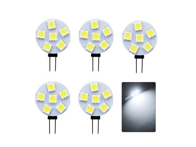 5Pcs G4 Base Lamps 6Light-emitting Diode SMD 5730 180LM Energy-Saving Pin Lamp DC12V (Cool white)