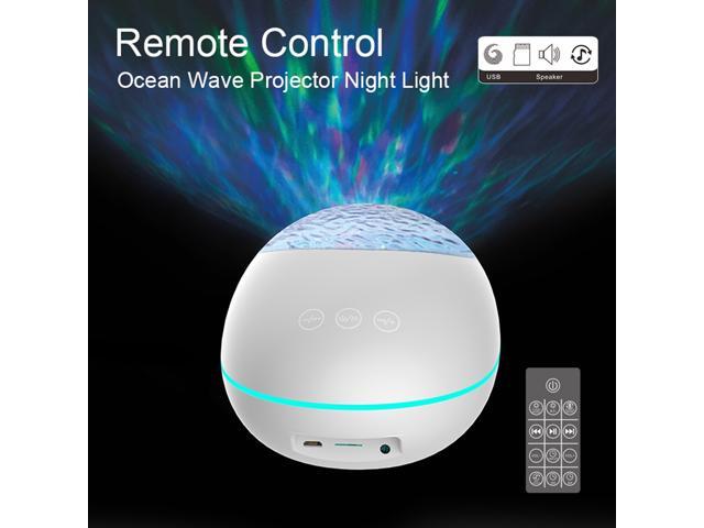 Remote Control Ocean-Wave Projector Light with 8 Lighting Modes Brightness Adjustable BT Music Speaker Machine & Support TF Card Baby USB Night