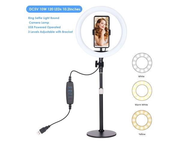 DC5V 10W 120 LEDs 102Inches R-ing Selfie Light Round Camera Lamp USB Powered Operated 3 Levels Adjustable Brightness Dimmable/3 Colors Temperature