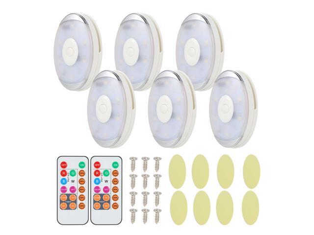 6pcs/pack RGB LED Under Cabinet Light Led Closet Light Remote Control Dimmer Battery Powered for Wardrobe Cabinet Night light