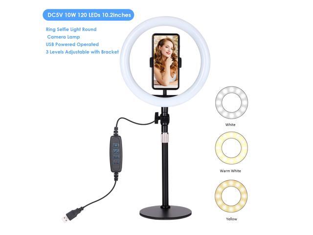 DC5V 10W 120 LEDs 102Inches R-ing Selfie Light Round Camera Lamp USB Powered Operated 3 Levels Adjustable Brightness Dimmable/3 Colors Temperature