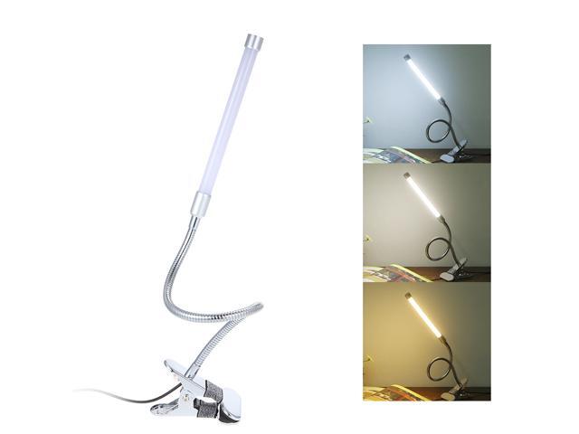 D C 5 V 7 W 18 L-ED Clamp Clip Desk Light T-able Lamp USB Powered Operated 3 Colors Temperature Changing 10 Levels Adjustable Brightness Dimmable