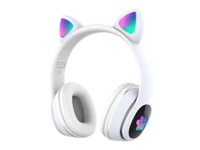 L400 Over Ear Music Headset Glowing Cat Ear Headphones 7 Color Breathing Lights Foldable Wireless BT50 Earphone with Mic AUX IN TF Card MP3 Player