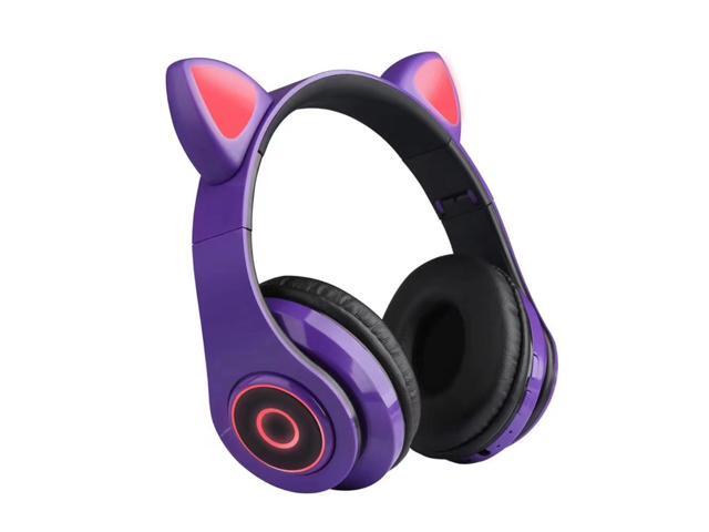 B39 Over Ear Music Headset Cat Ear Glowing Headphone Foldable Wireless BT50 Earphone Hands-free with Mic AUX IN TF Card MP3 Player for PC Laptop