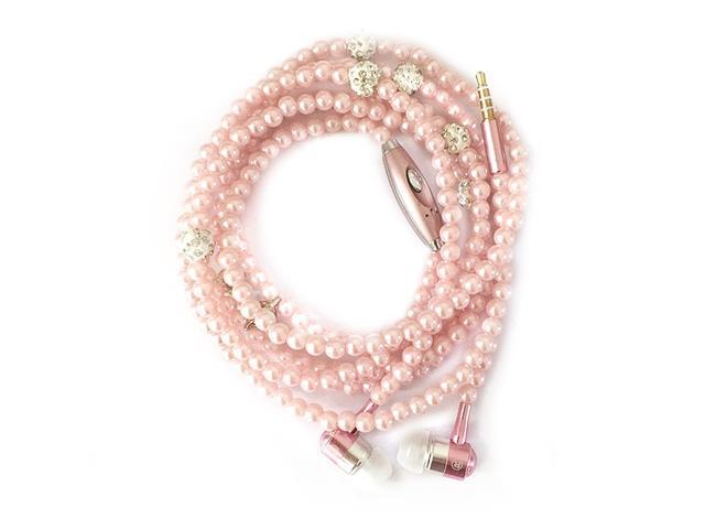 Jewelry Pearl Necklace Stereo Earphones with Microphone 35mm In-ear Headphone Wired Headset Earbuds for Phone Girls