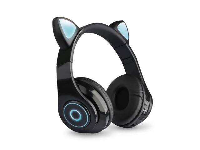 B39 Over Ear Music Headset Cat Ear Glowing Headphone Foldable Wireless BT50 Earphone Hands-free with Mic AUX IN TF Card MP3 Player for PC Laptop