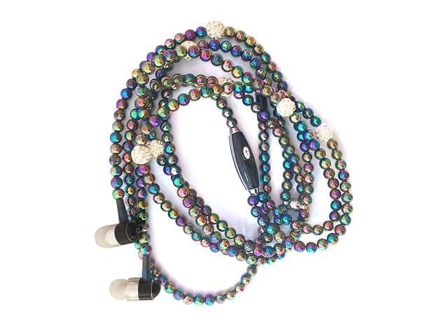 Jewelry Pearl Necklace Stereo Earphones with Microphone 35mm In-ear Headphone Wired Headset Earbuds for Phone Girls