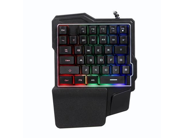 K7 One-handed Game Keyboard Wired Keyboard Streaming Color RGB light Ergonomic Hand Rest Keyboard Black