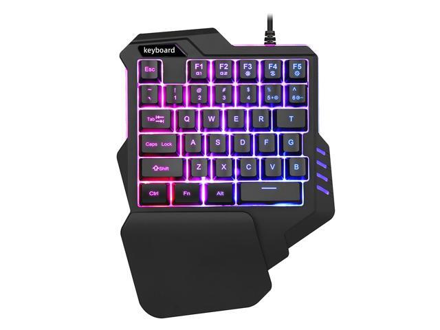 One Handed Keyboard with Wrist Rest Support Wired 35-key Keyboard RGB Backlit Keyboard 15-key Rollover/Macro Recording Keys Black