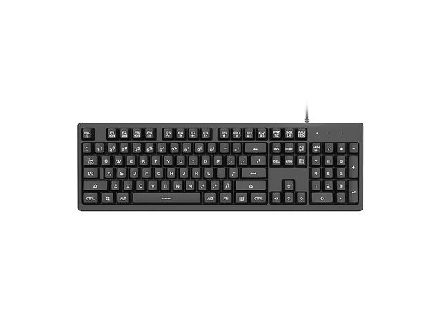 DSK100 Wired Keyboard 104 Keys Office Gaming Keyboard Ergonomic Keyboard with Mechanical Hand Feel White Backlight Black
