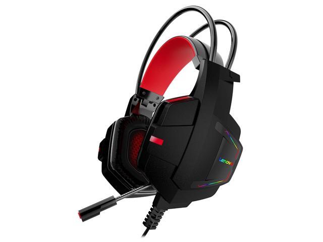 Lenovo HU85 Wired Head-mounted Gaming Headset Ergonomic Headphone with 40mm Driver Unit High Sensitivity Mic Colorful LED Light