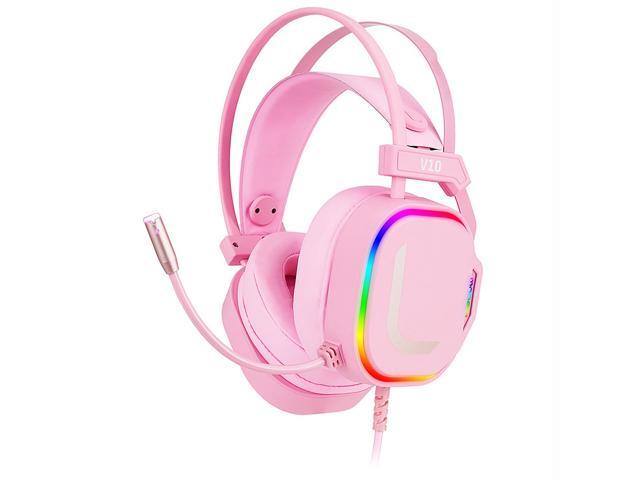 MORADI Electronic Sports Game Headsets Noise Cancelling Microphone 71 Virtual Surround Channel The Original Sound Quality Pink